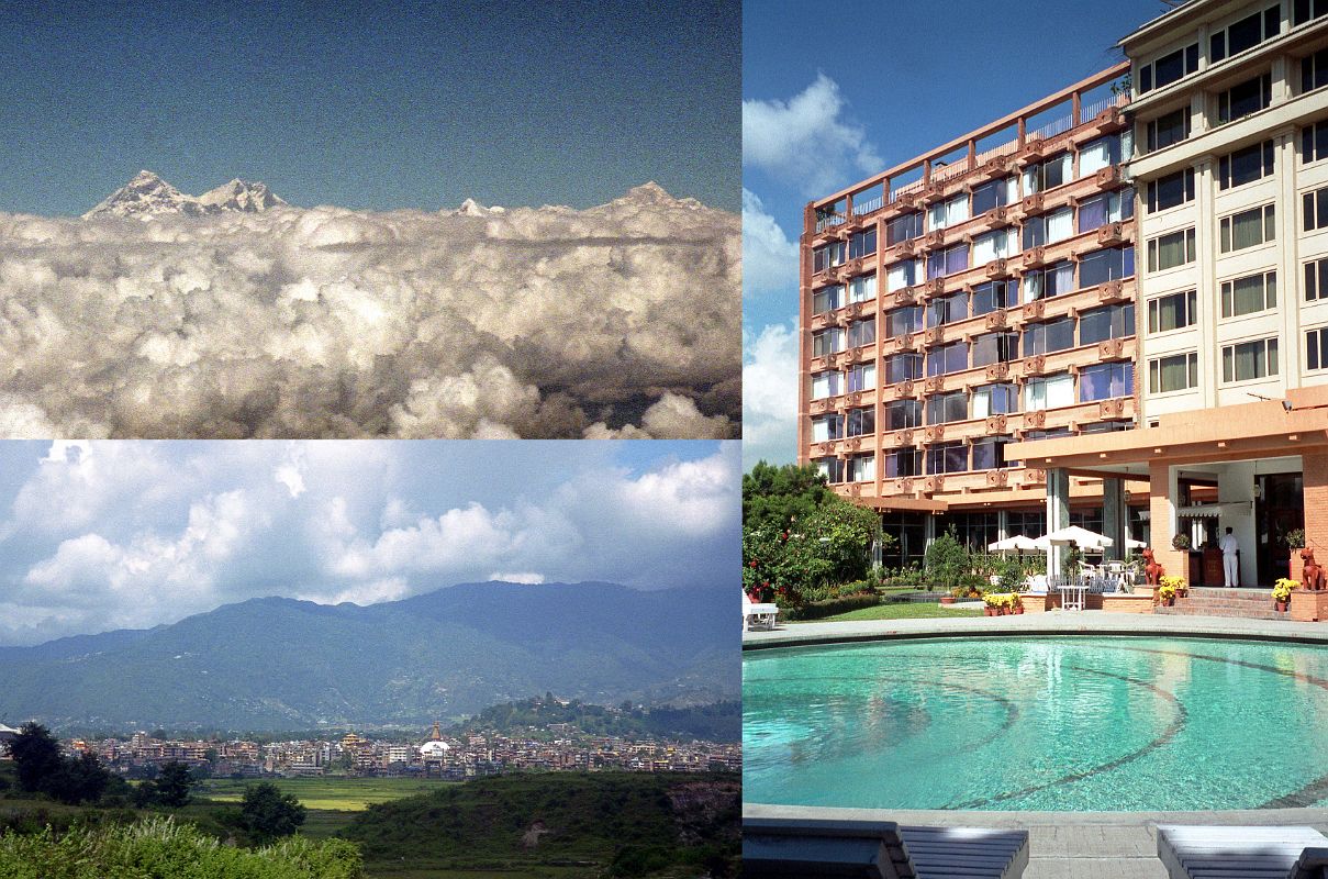 02 Everest And Makalu From Flight, Boudhanath From Airport, Everest Hotel And Pool